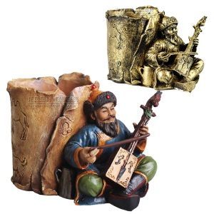 蒙古族特色笔筒内蒙古工艺品旅游纪念品礼品老人拉马头琴造型笔筒
