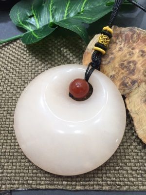 天然金丝玉吊坠简约白玉细绳挂款平安扣男款挂坠女款玉坠项链玉佩