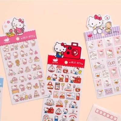 猫的天空之城 HelloKitty贴纸透明和纸猫空原创手绘手帐装饰贴纸