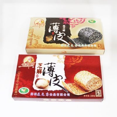 苏州土特产*采芝斋*芝麻薄皮 纸盒 毛重约243g