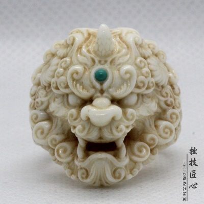 天然鹿角雕刻貔貅戒指男士扳指骨质文玩男潮个性时尚指环