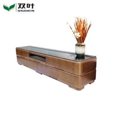 双叶家具 客厅家具实木电视柜钢化玻璃饰面电视柜奢华大气