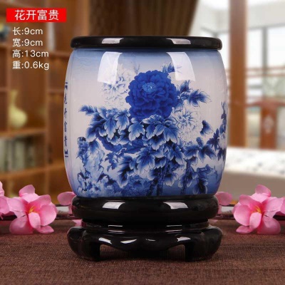 13公分 青花花开富贵