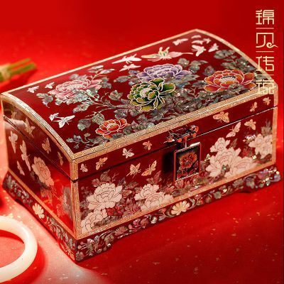 D-006小款扣红色结婚首饰盒