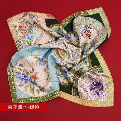 青花流水-绿色（65*65cm）