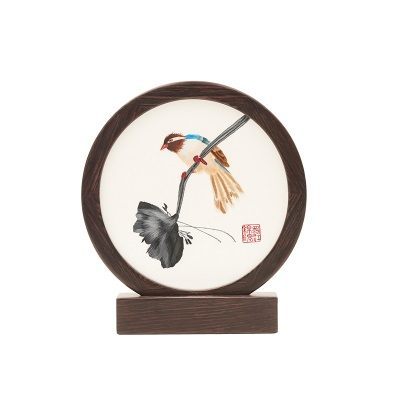 莲与山鸟（墨蓬）
