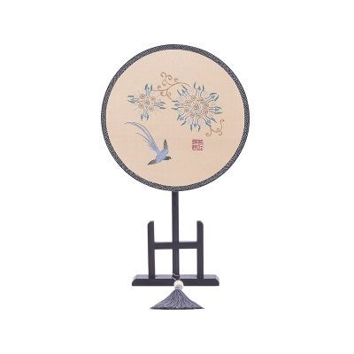 眷鸟拾花蜀锦团扇