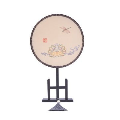 蜻蜓小荷蜀锦团扇